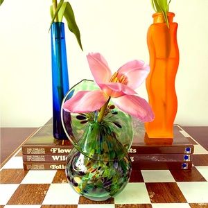 Arte Vargas art glass jack in the pulpit hand blown bud vase